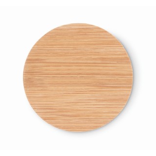 Espejo de maquillaje redondo de madera de bambú